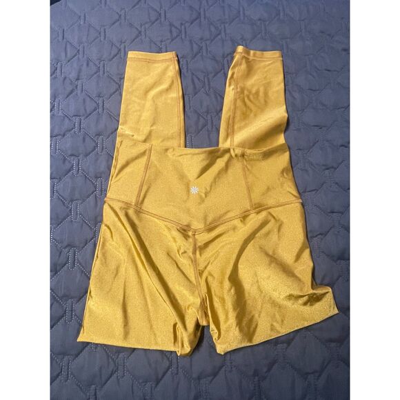 RARE Athleta Elation Shine Tight Leggings in Gold Shimmer – Women’s Size S - Picture 5 of 10